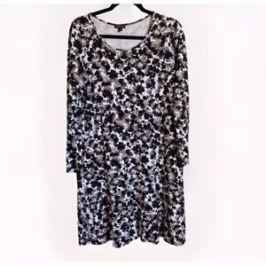 J. Jill Wearever Women’s Small Black Floral Dress Long Sleeve Soft Quiet Luxury